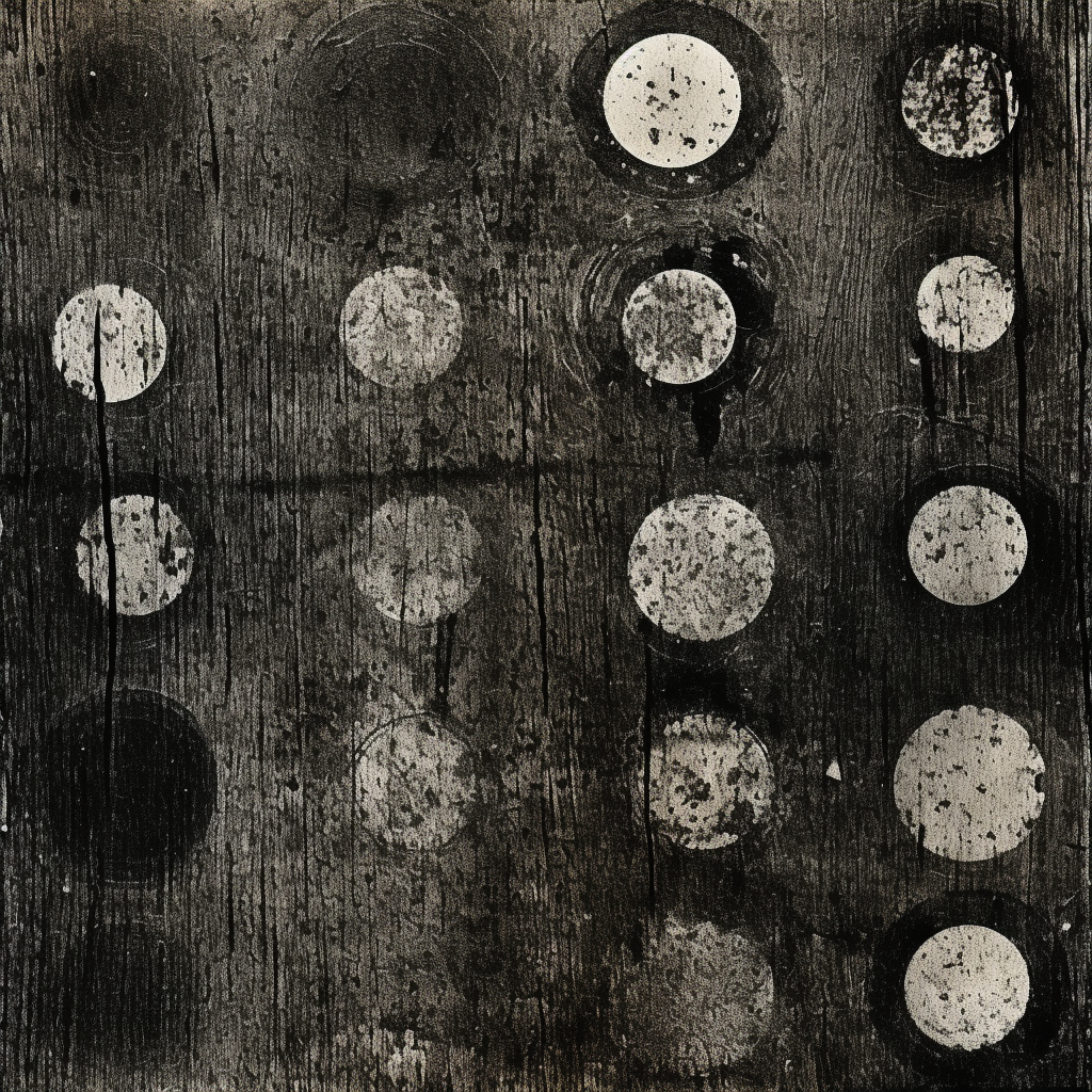 Black circles on rough paper texture