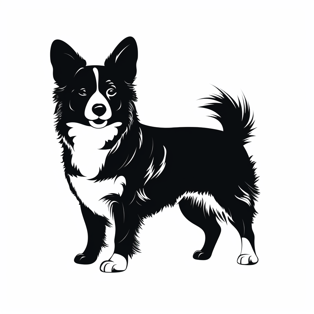 Black Corgi Silhouette on White Background