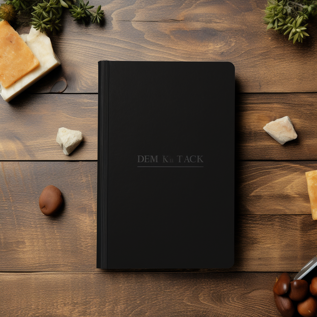 Blank black matte hardcover journal mockup