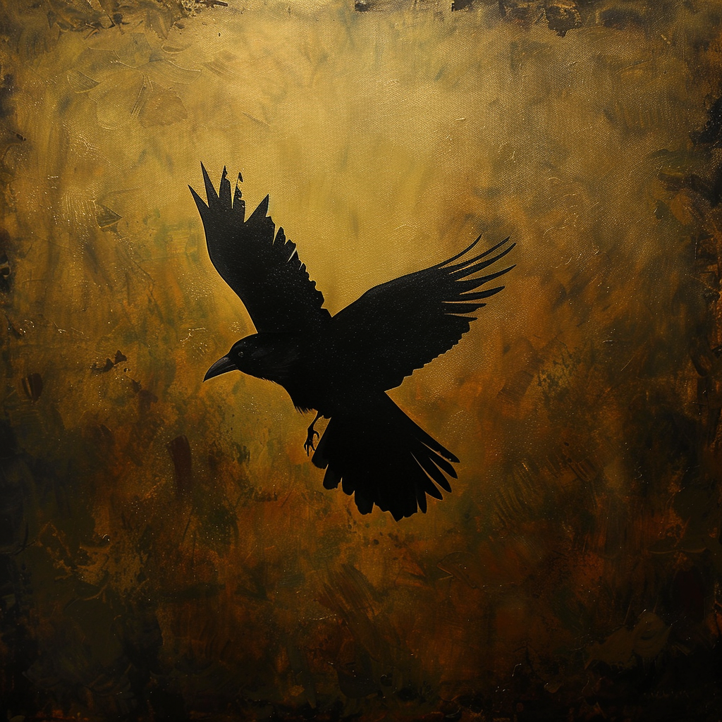 Black Crow Silhouette Painting