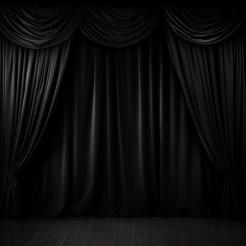 Black curtains on a dark background