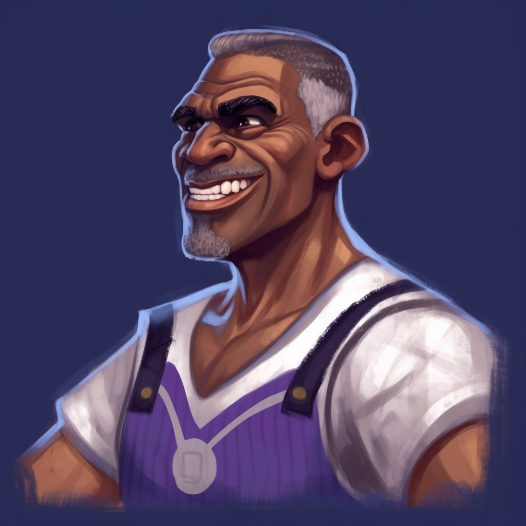 Black dad with charming smile and gray hair