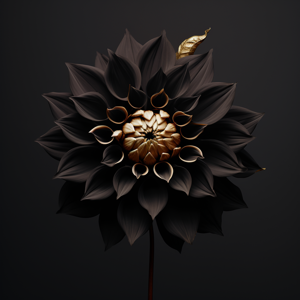 Beautiful black dahlia flower bundle on solid background