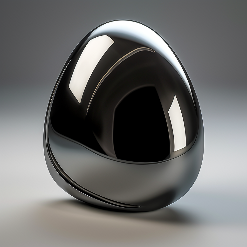 Oval geometric figure on dark chrome surface