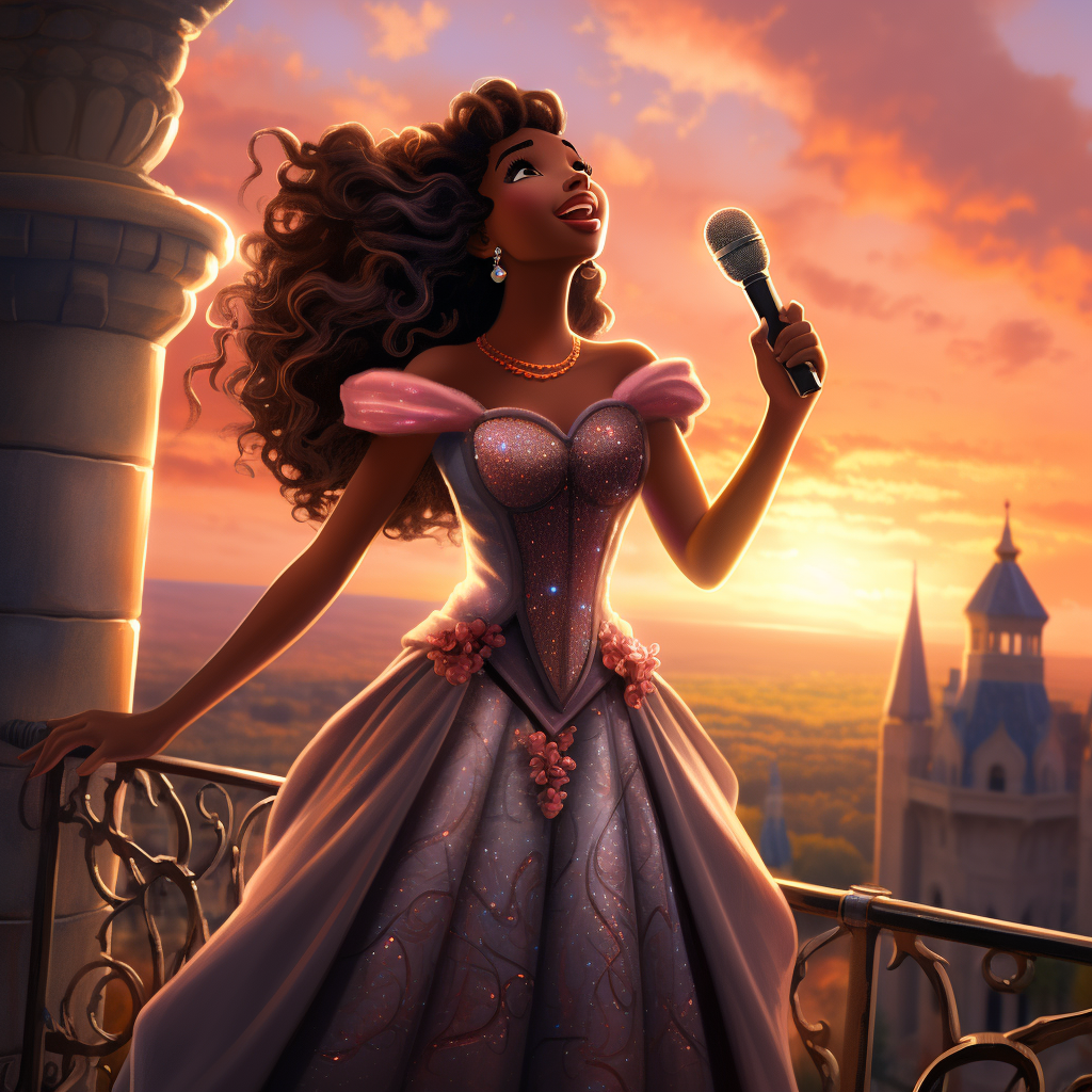 Black Disney Princess Singing Castle Sunset