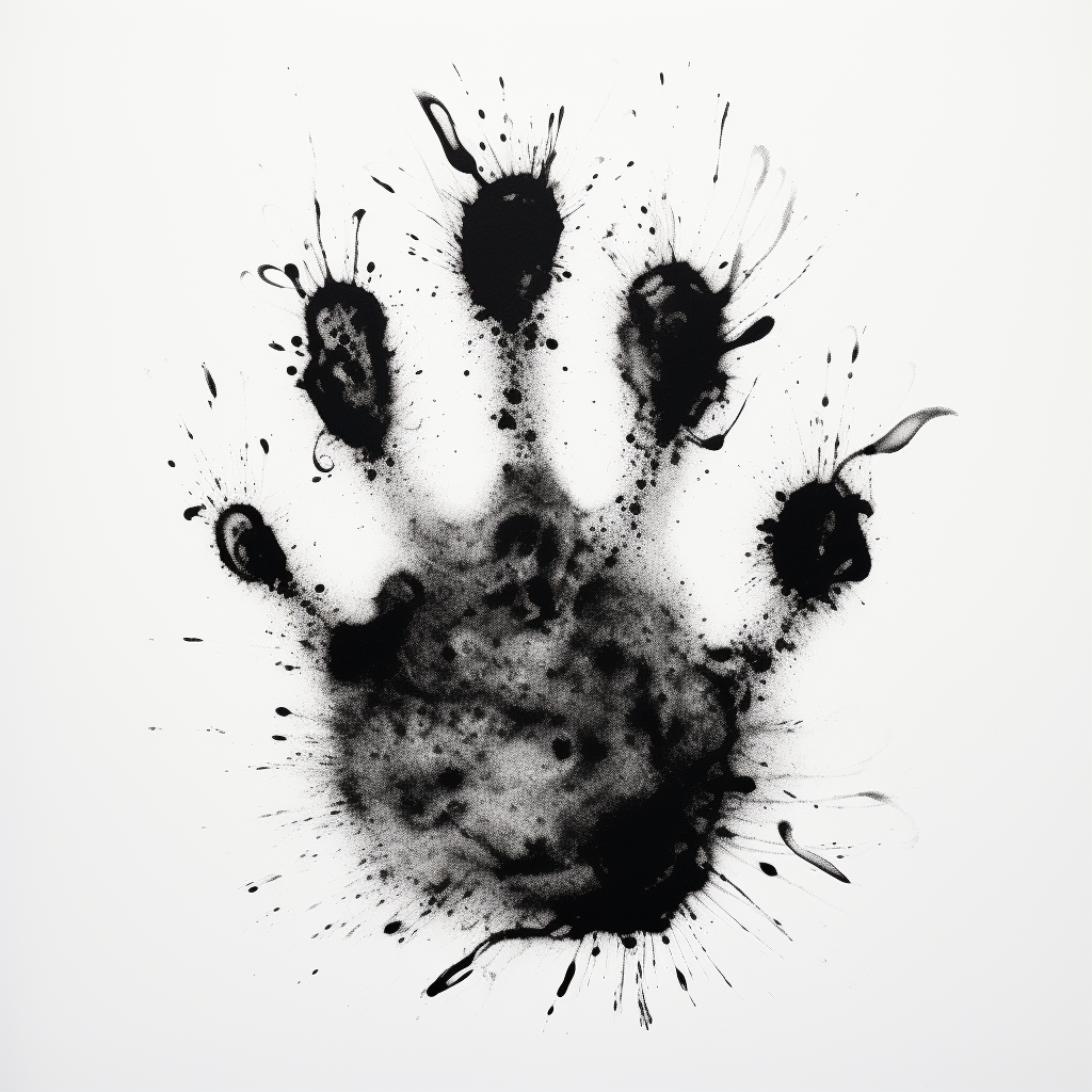 Abstract black dog pawprint on white background