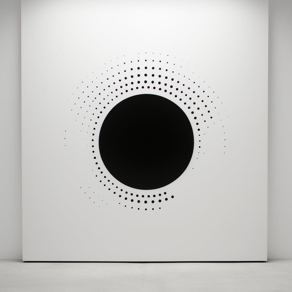 Minimalistic black dot on a white screen