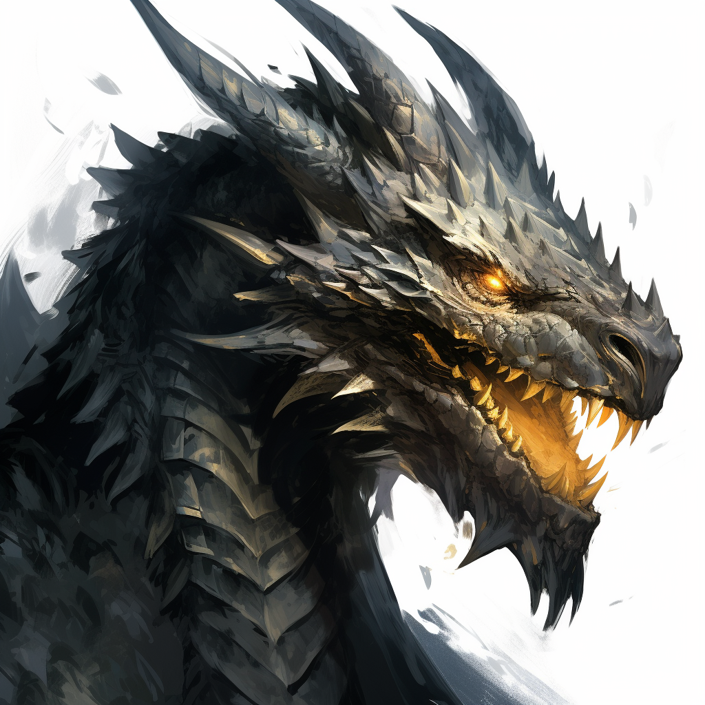 Gentle Black Dragon with Golden Eyes