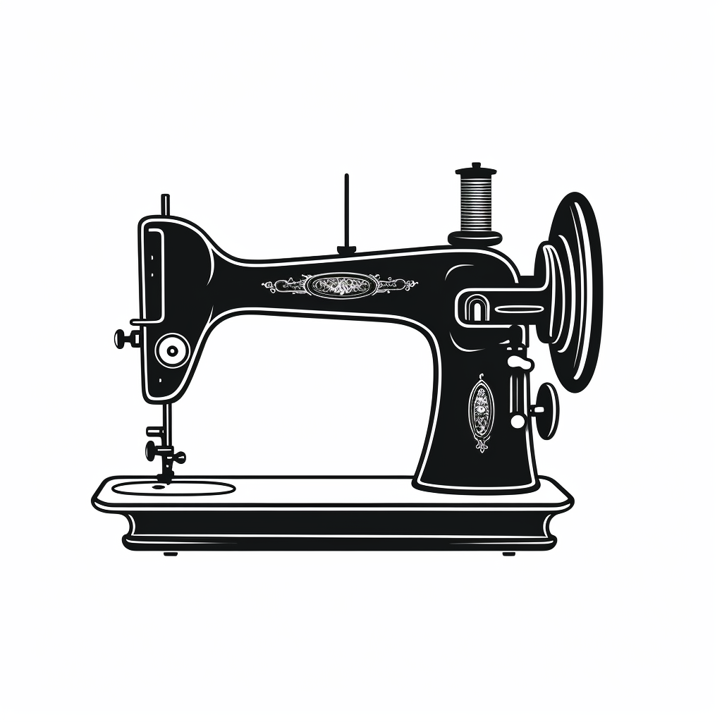 Black Drawing Vintage Sewing Machine Icon