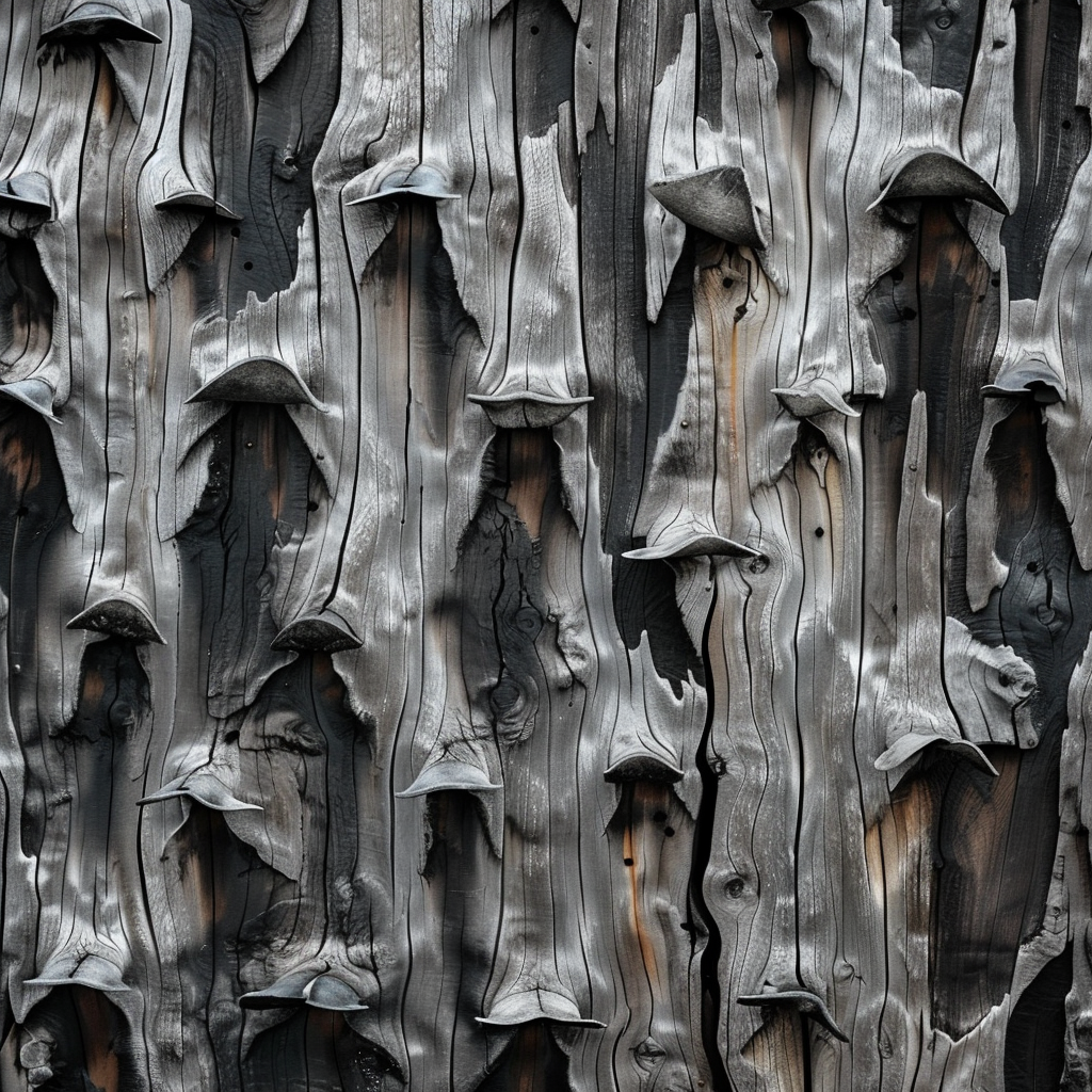 Dark driftwood shark teeth pattern