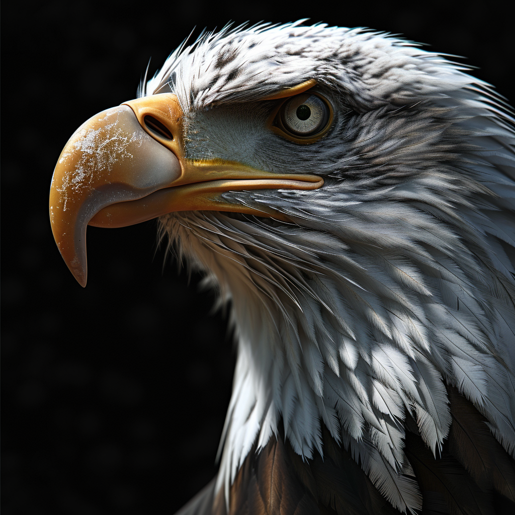 3D black eagle icon on black background