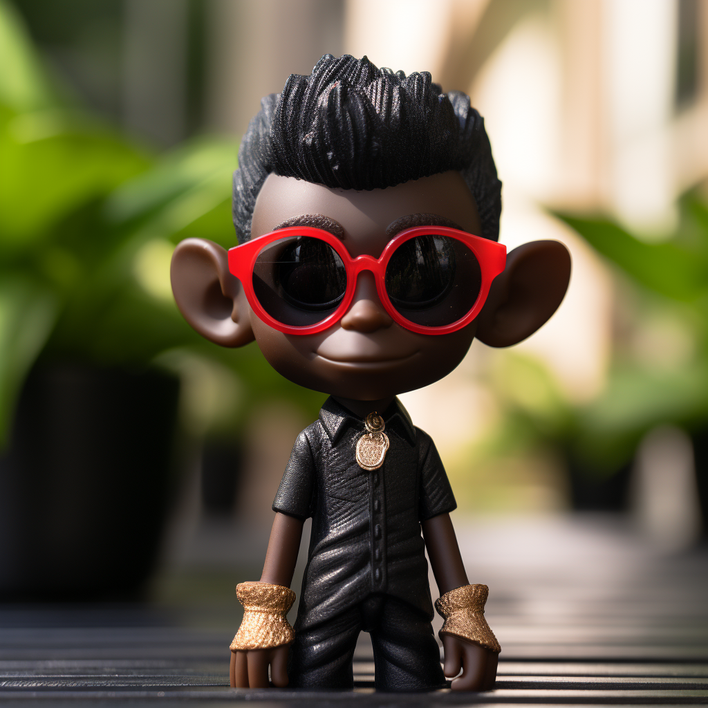 Black elf with sunglasses in Pixar style