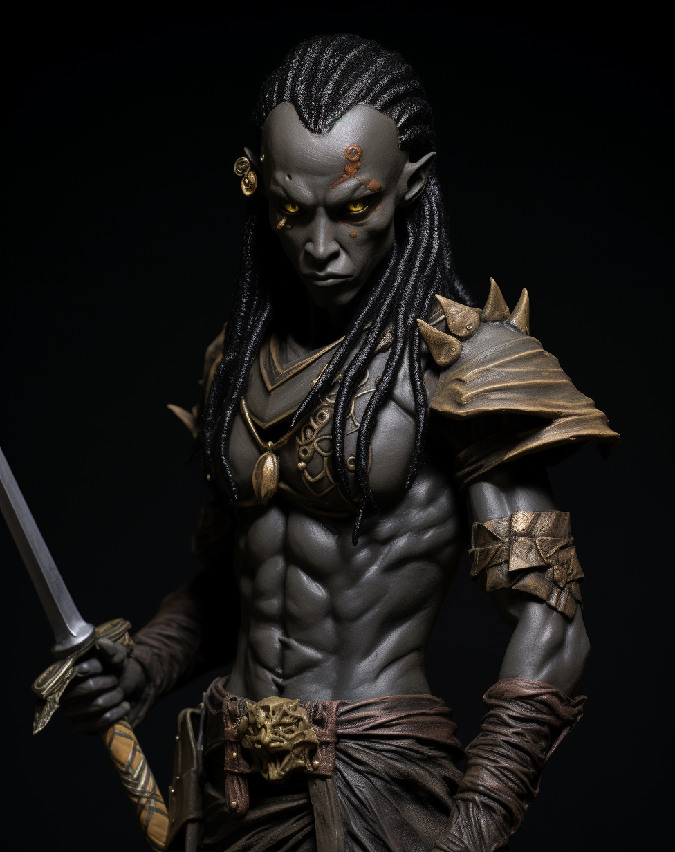 Black Elf wielding a katana