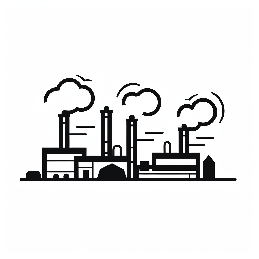 Simple black factory pictogram on white background