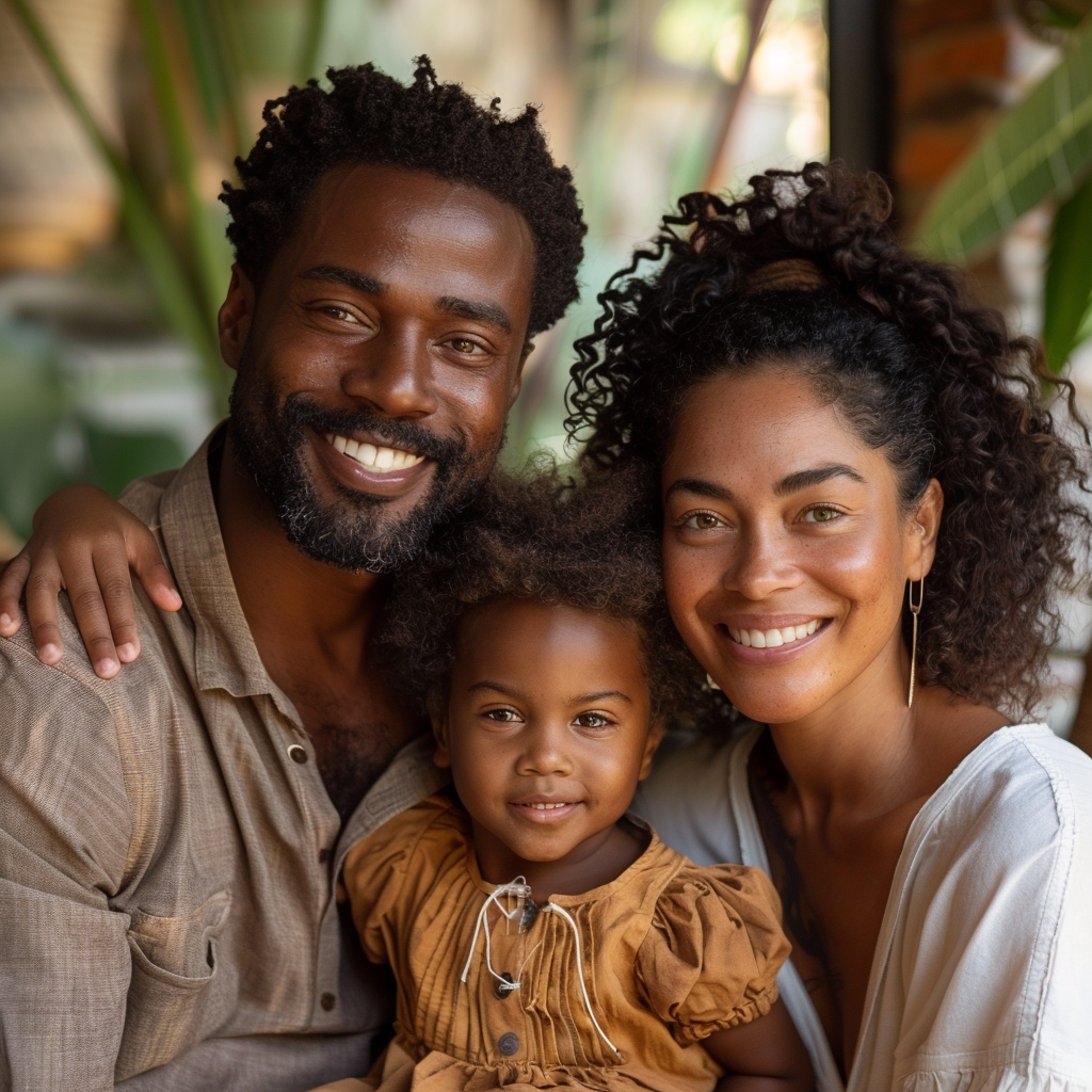 Happy Black Family Outdoors