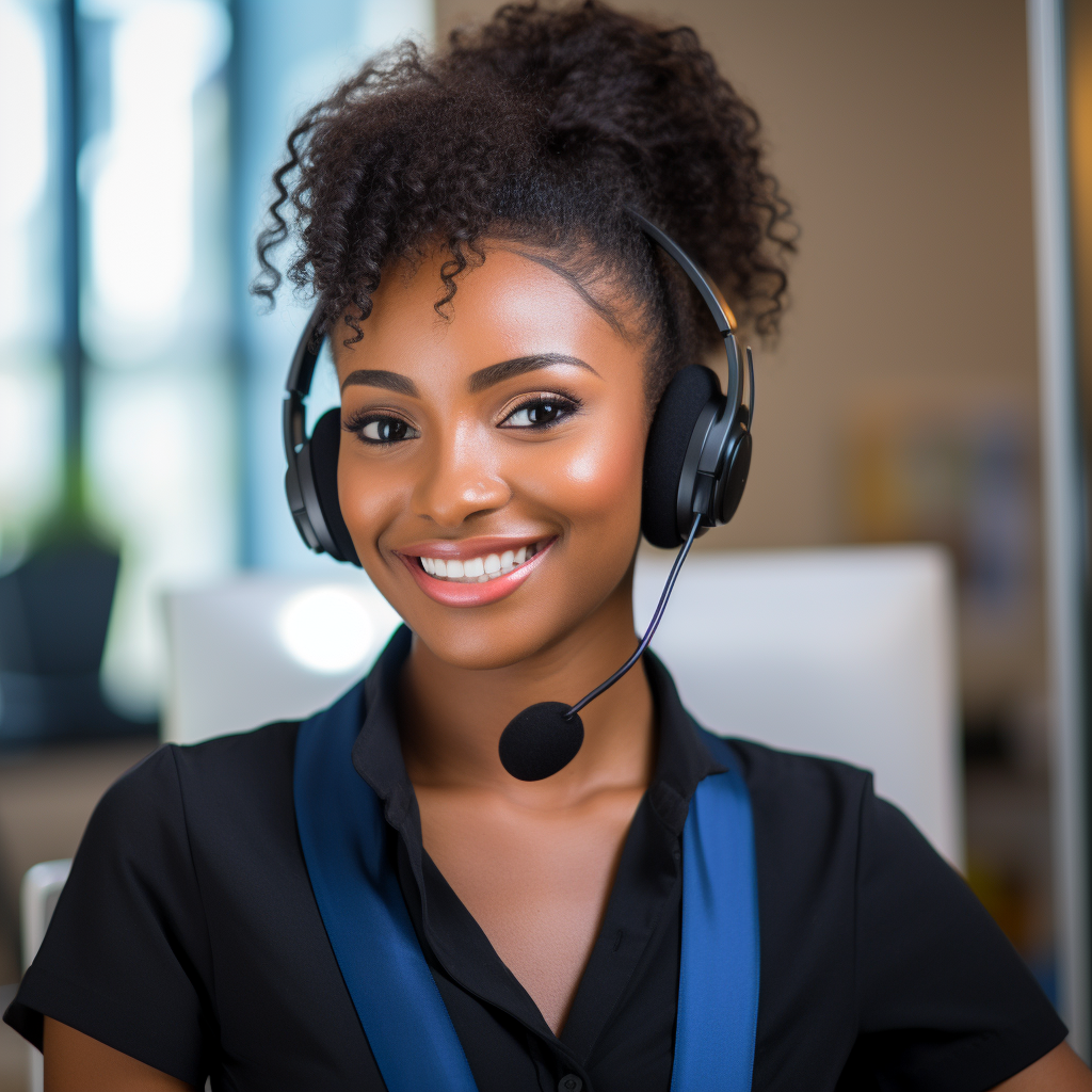 Black female customer service agent working from home