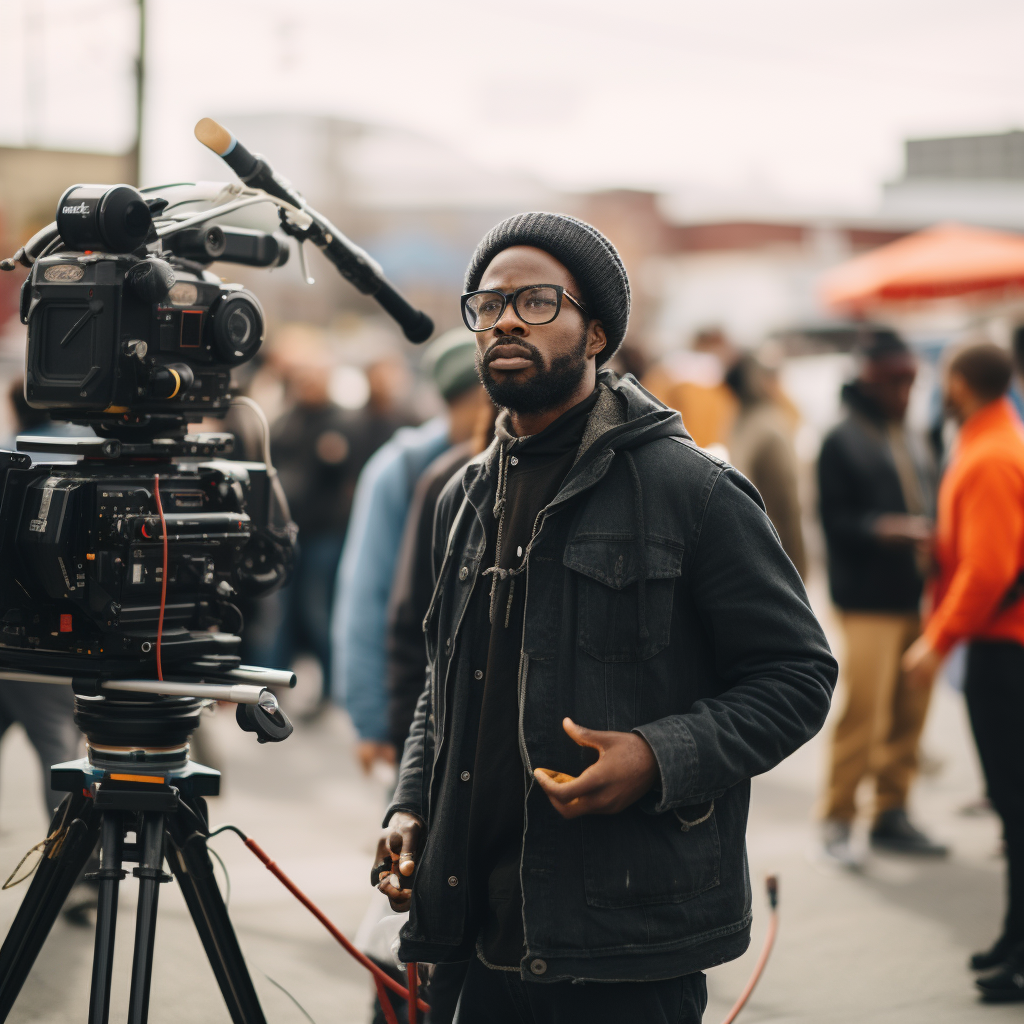 Black film director on set