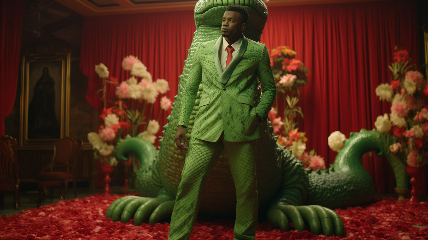 Stylish Black Man with Alligator Float