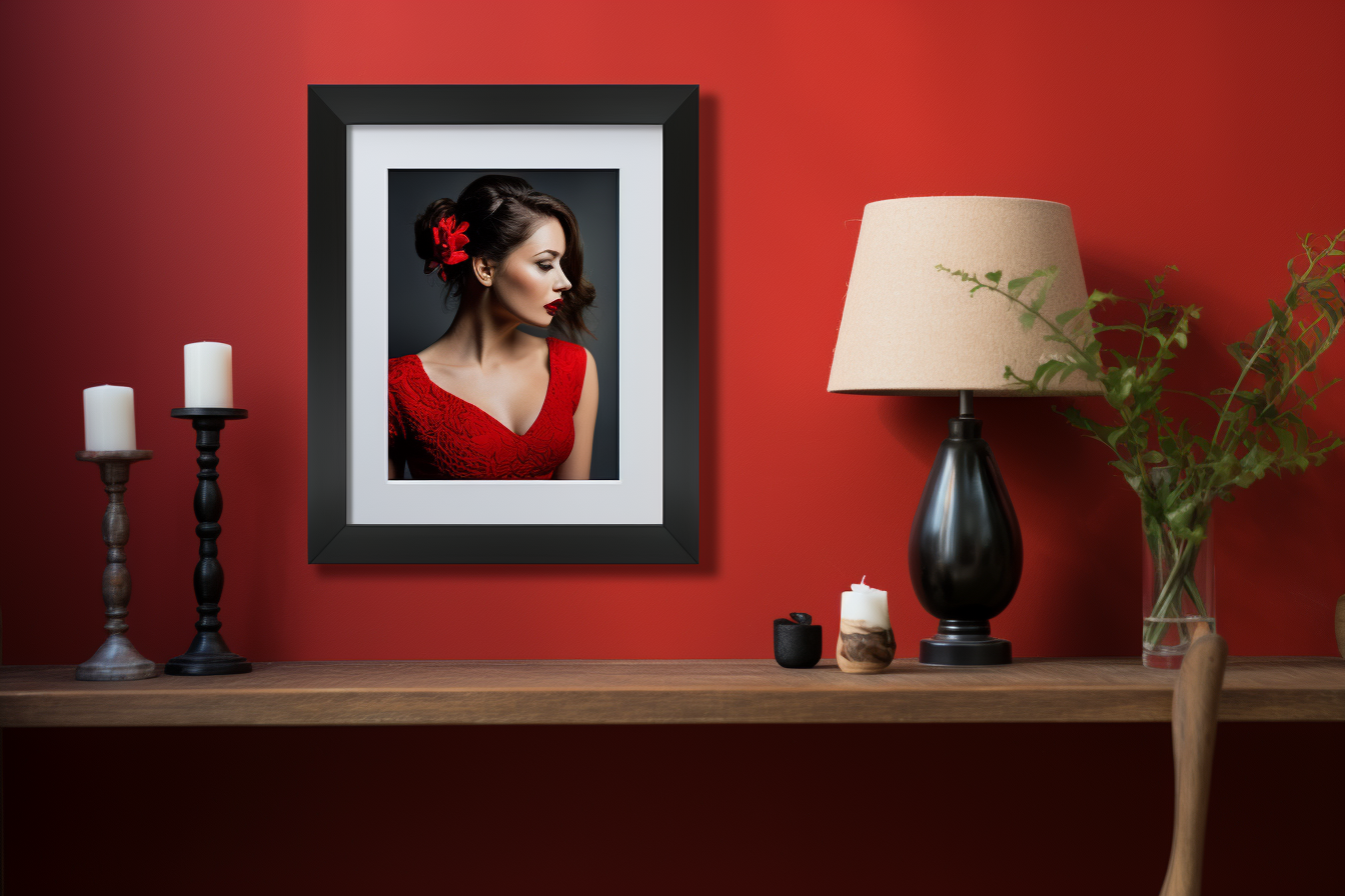 Beautiful lady in red dress smiling