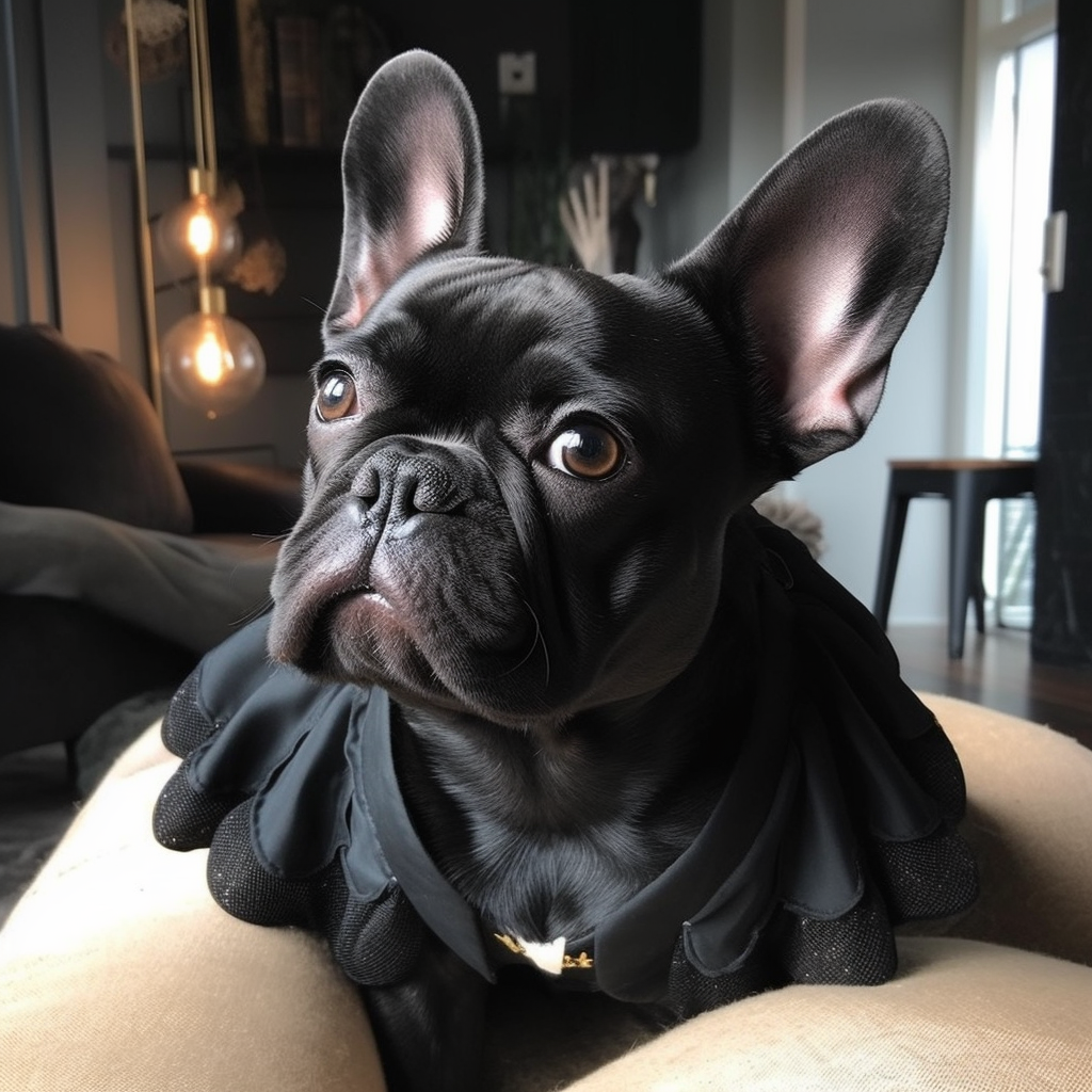 Black French Bulldog with Angel Wings