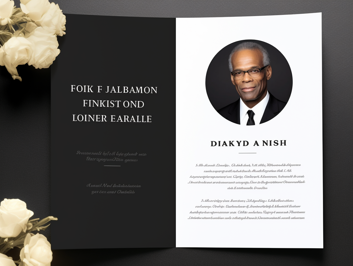 Upscale black funeral program for 50-year-old businessman