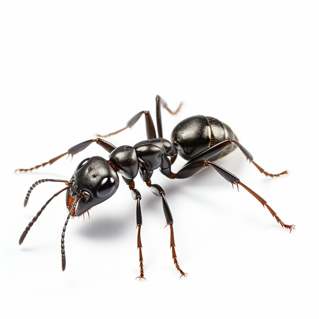 Black Garden Ant on White Background