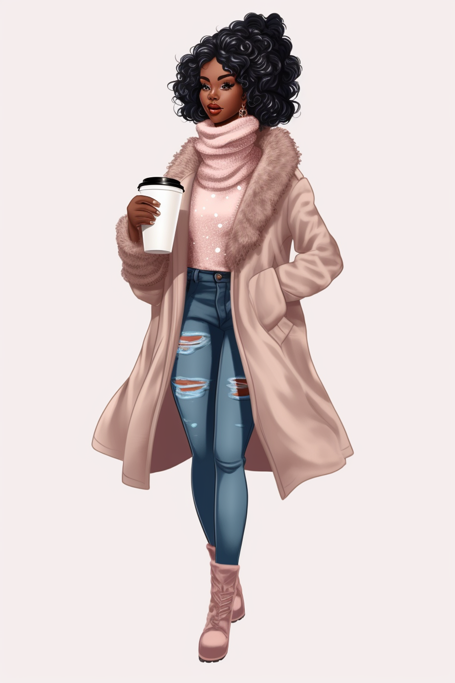 Stylish black girl in winter fashion