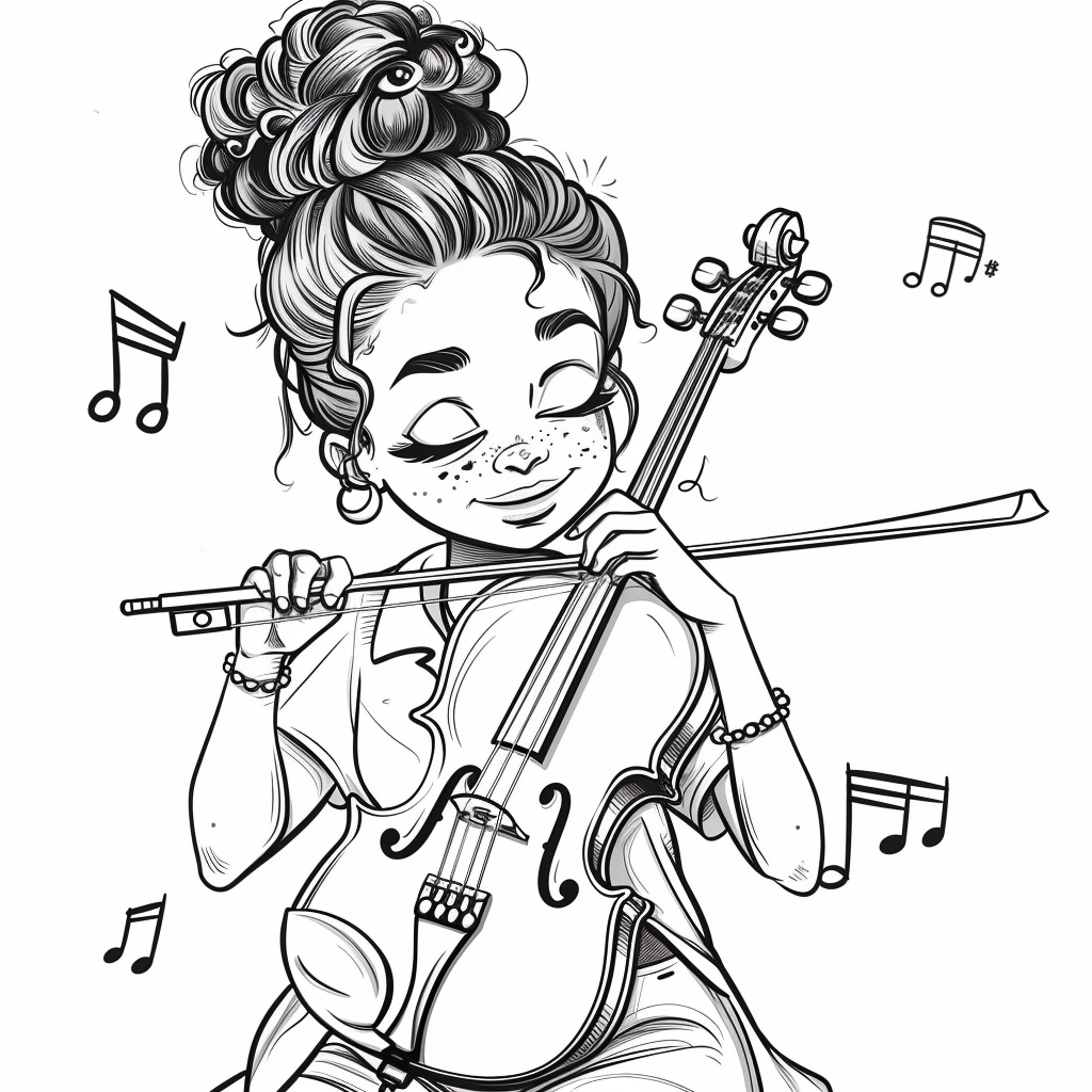 Young black girl playing music