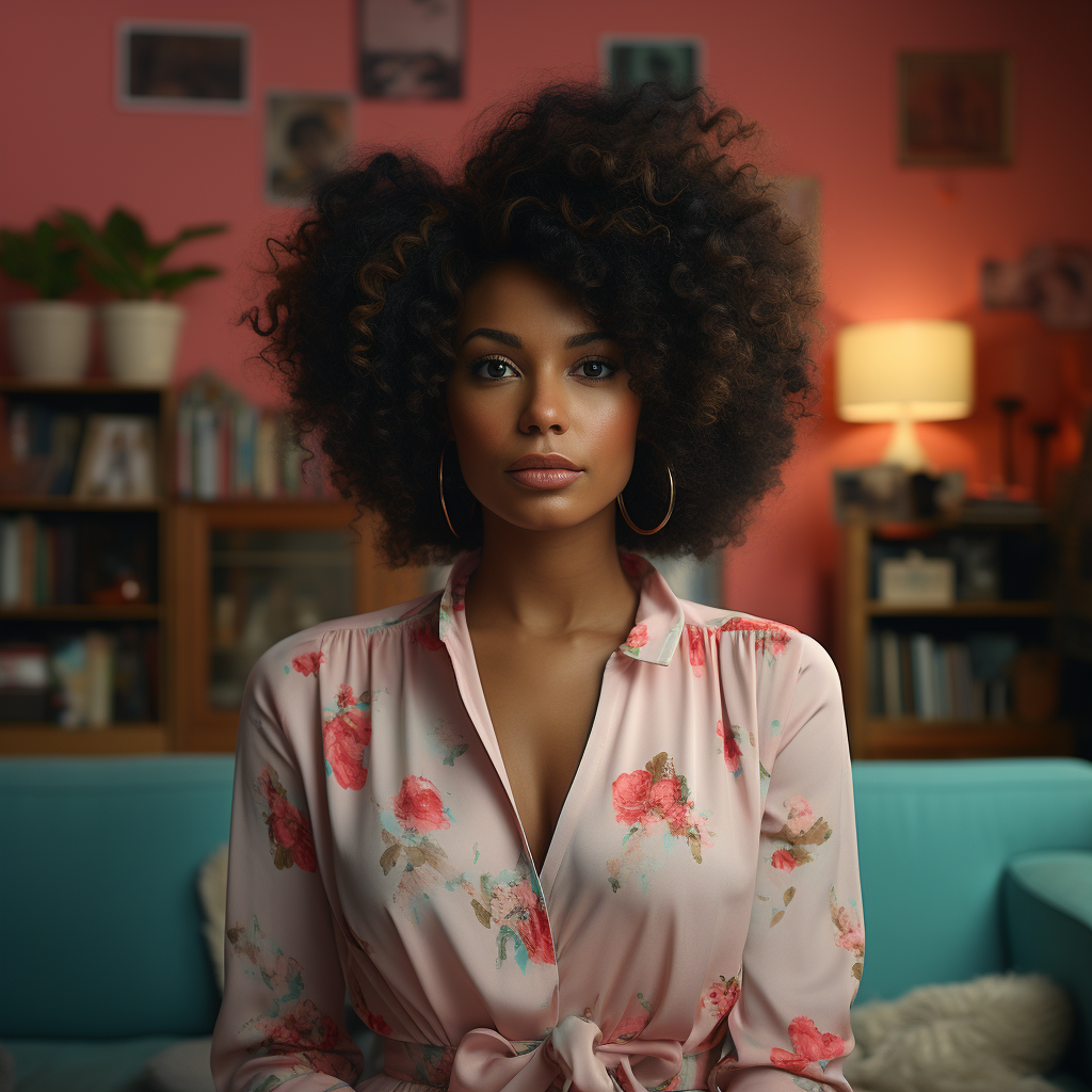 Black girl sitting on couch