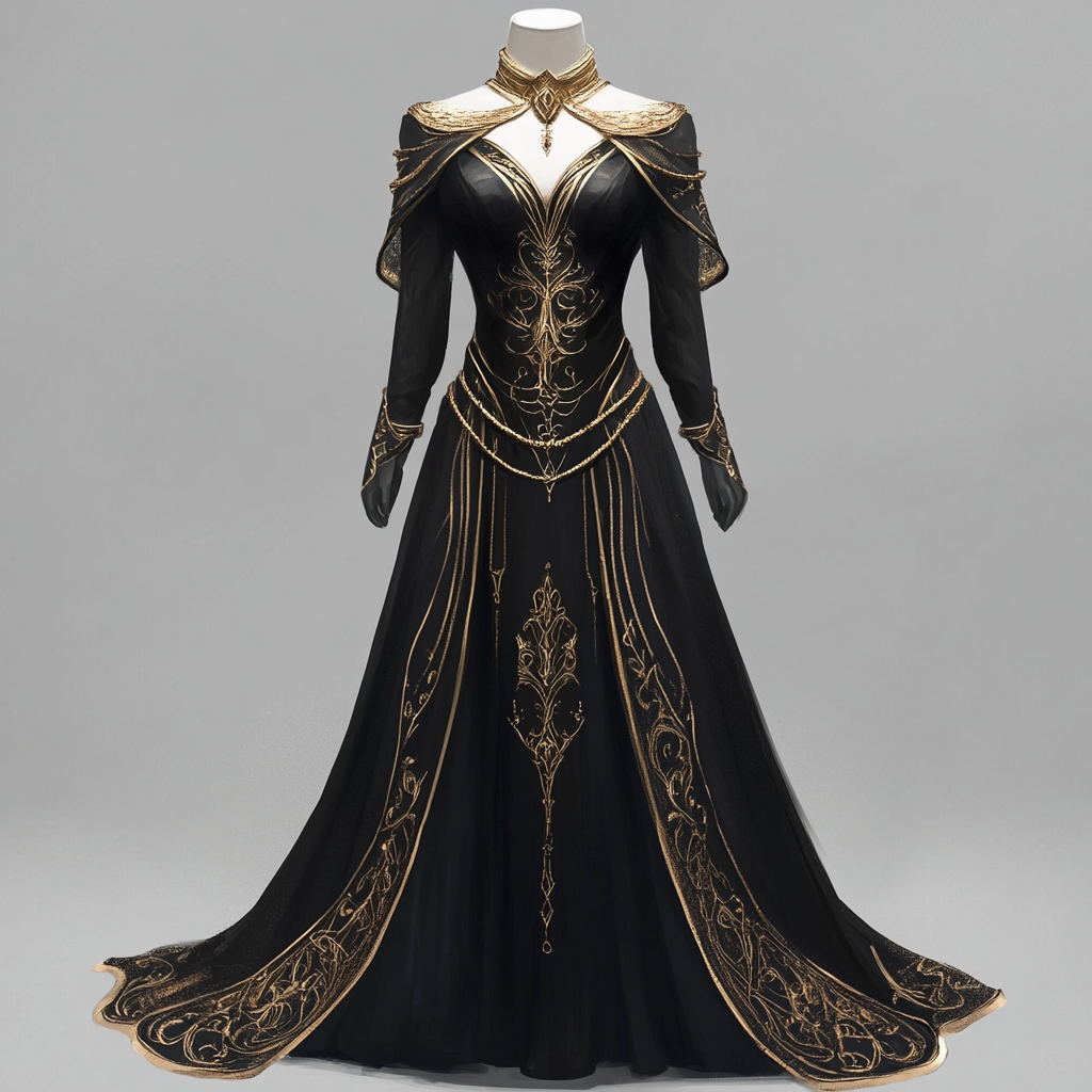 black gold dress mannequin style