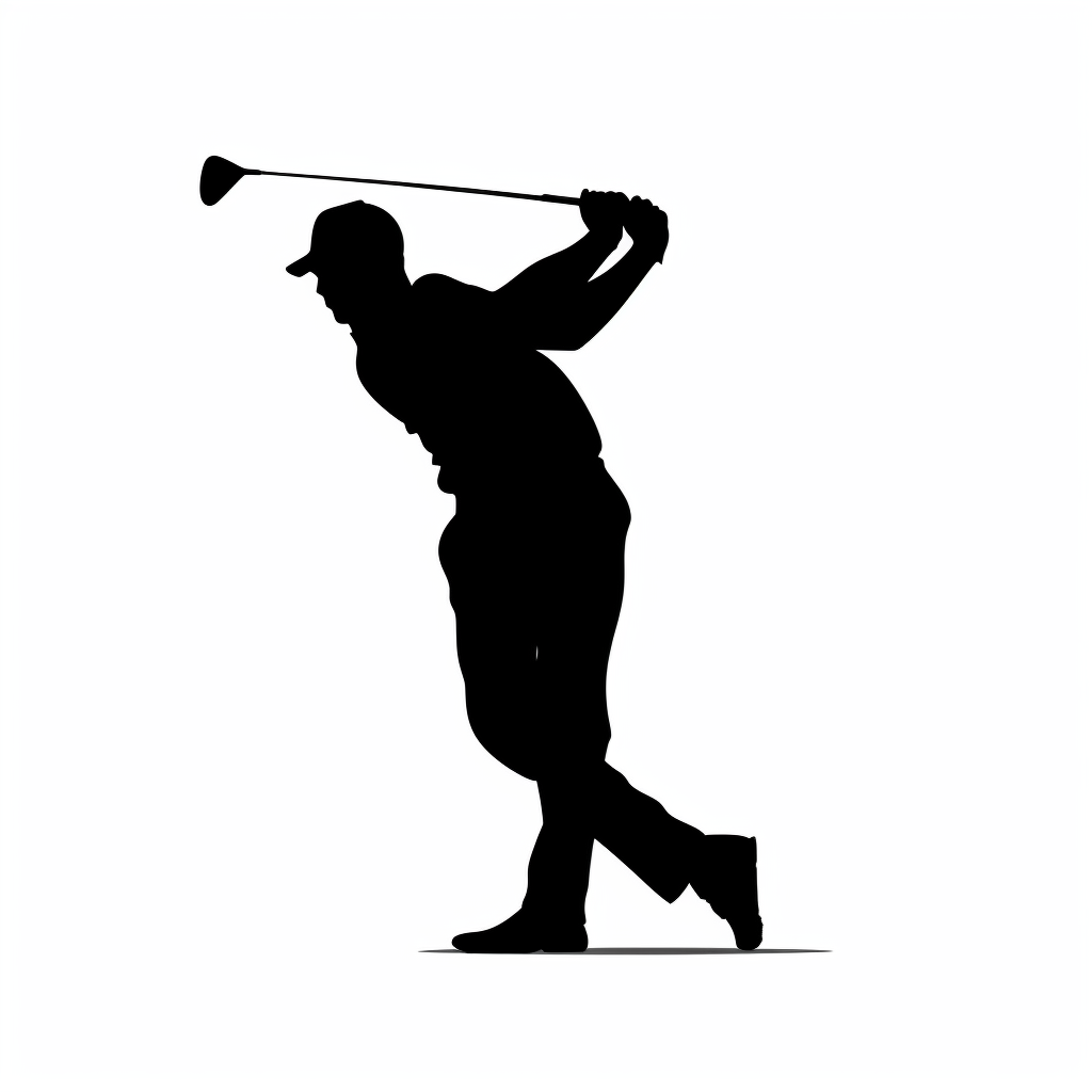 Golf Swing Silhouette White Background