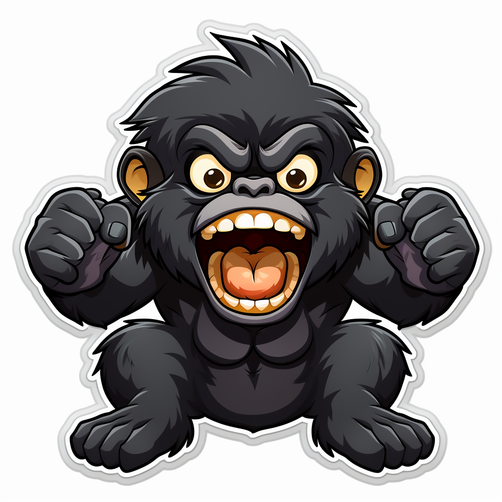 Excited black gorilla sticker in soft colors