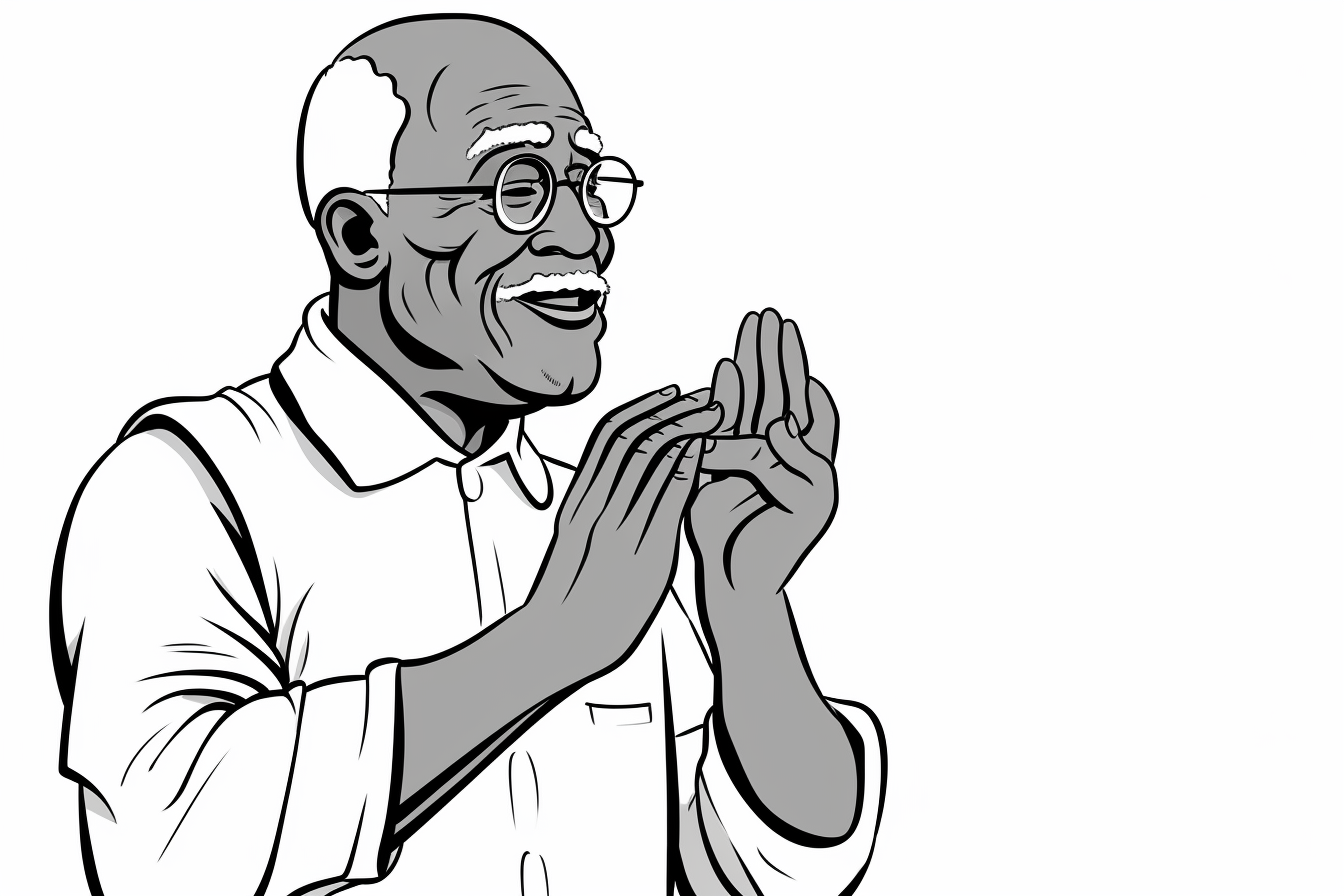 Black Grandfather Coloring Page Hand