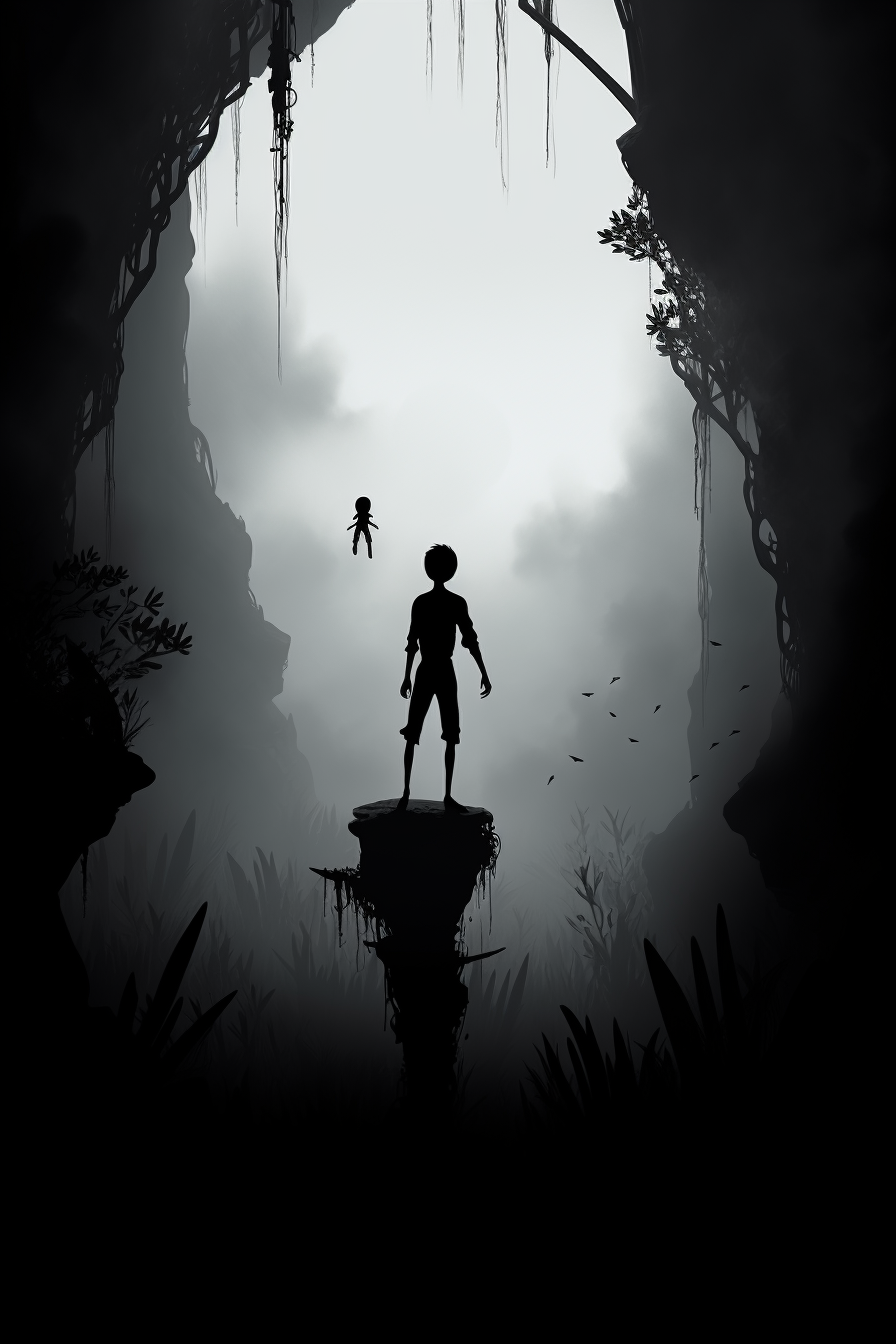 Minimalistic game poster in black and greytones