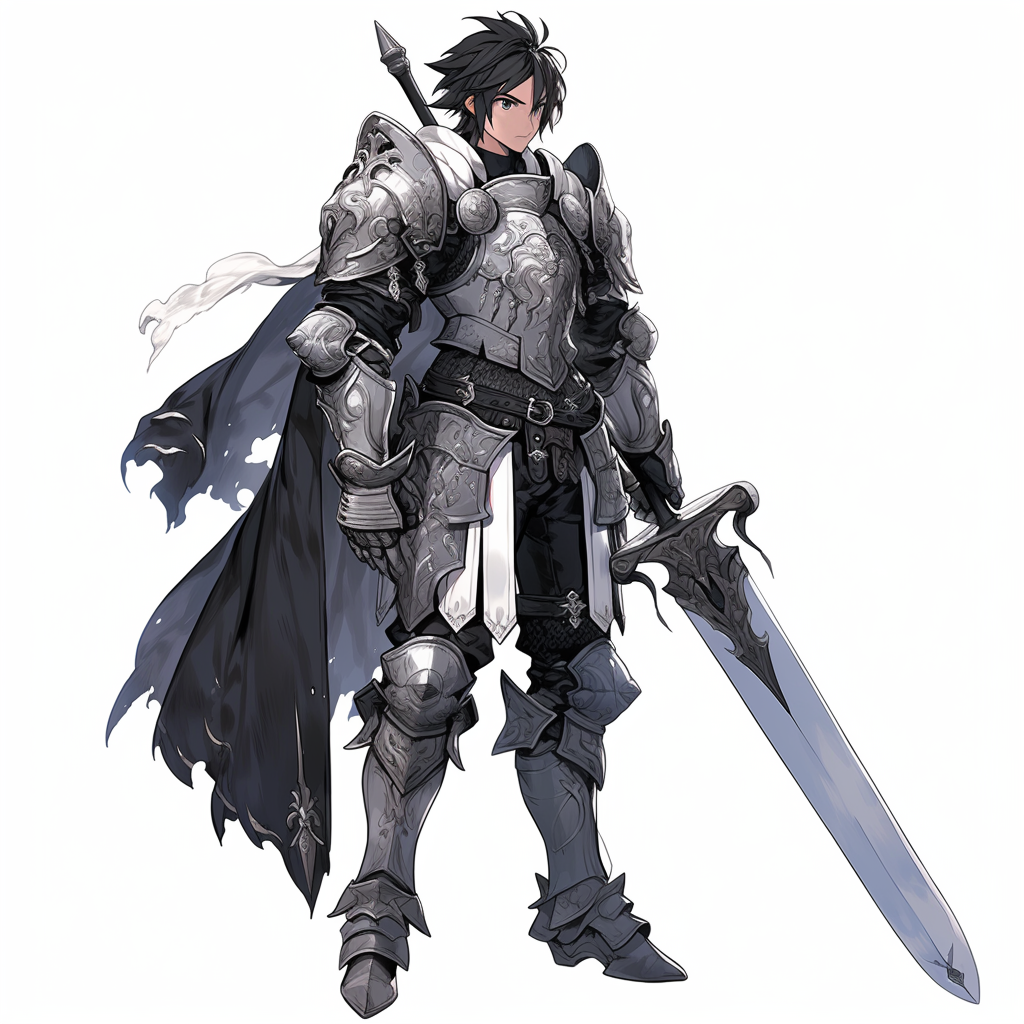 Black hair knight in old armor  ?️