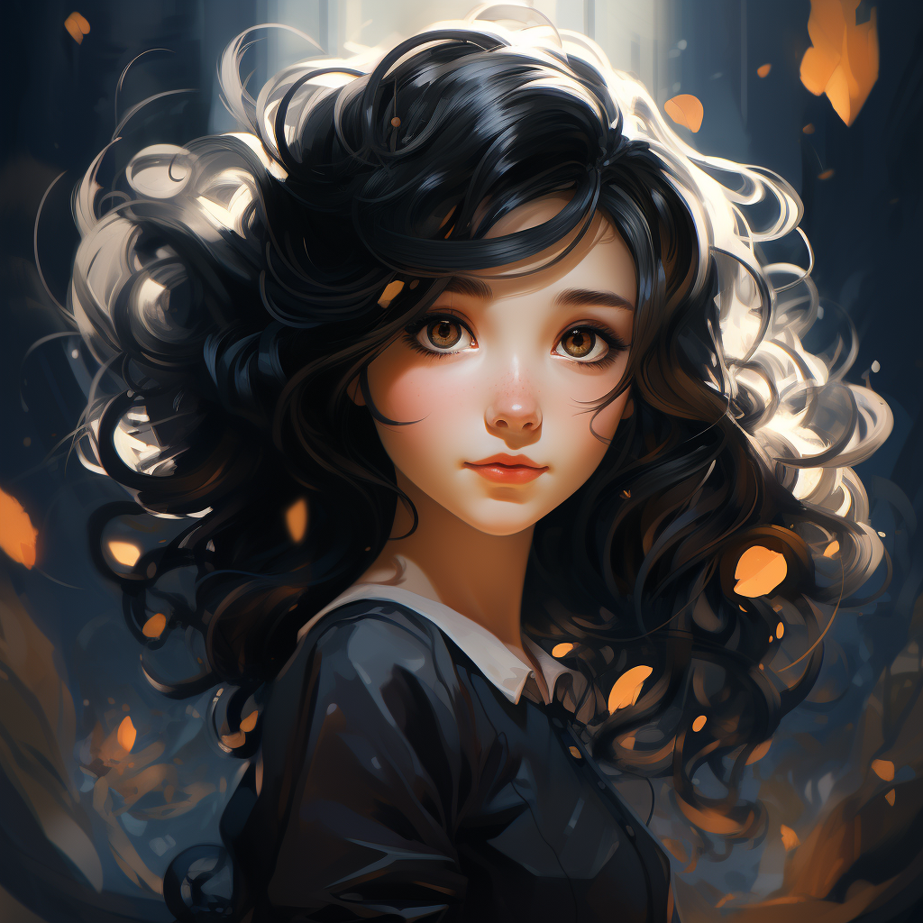 Black hair girl character