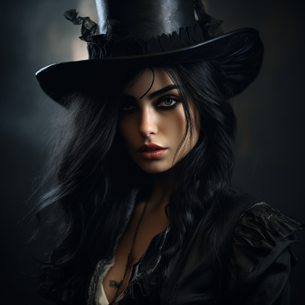 Assassin with black hair and dark makeup