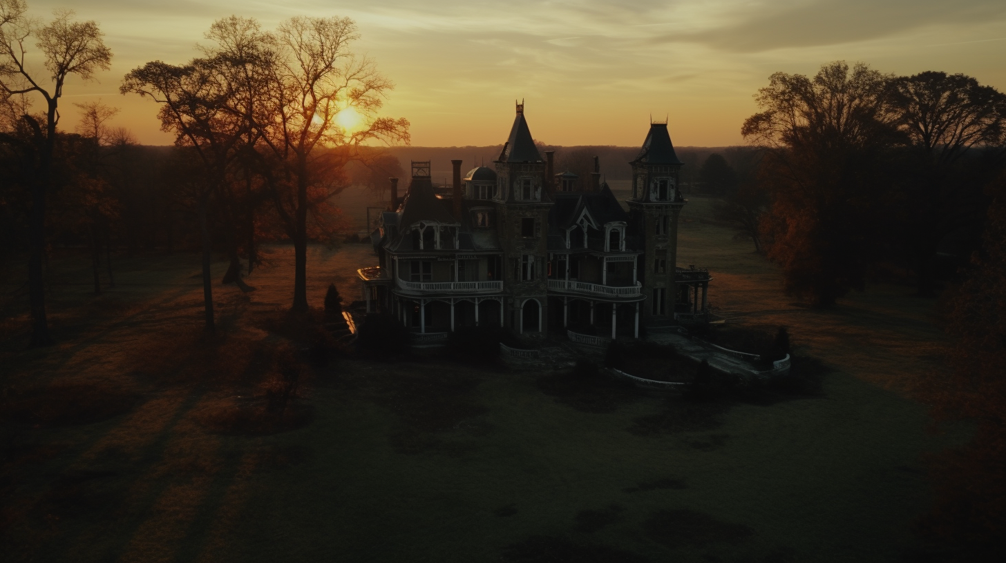 Eerie shadows over the decaying Black Hollow Mansion