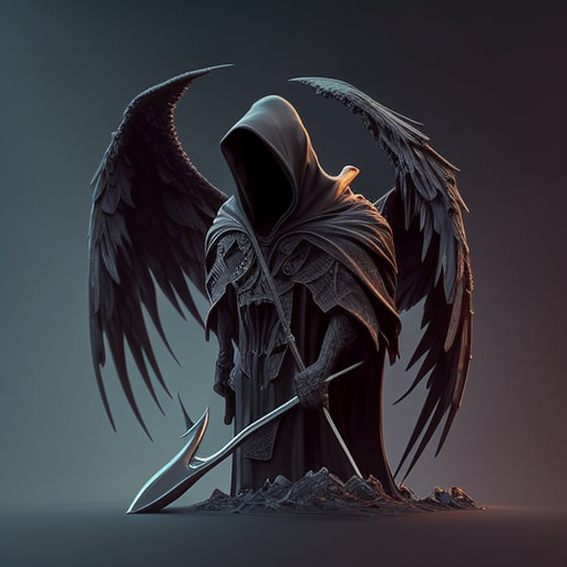 Dark Reaper with Black Wings and Scythe