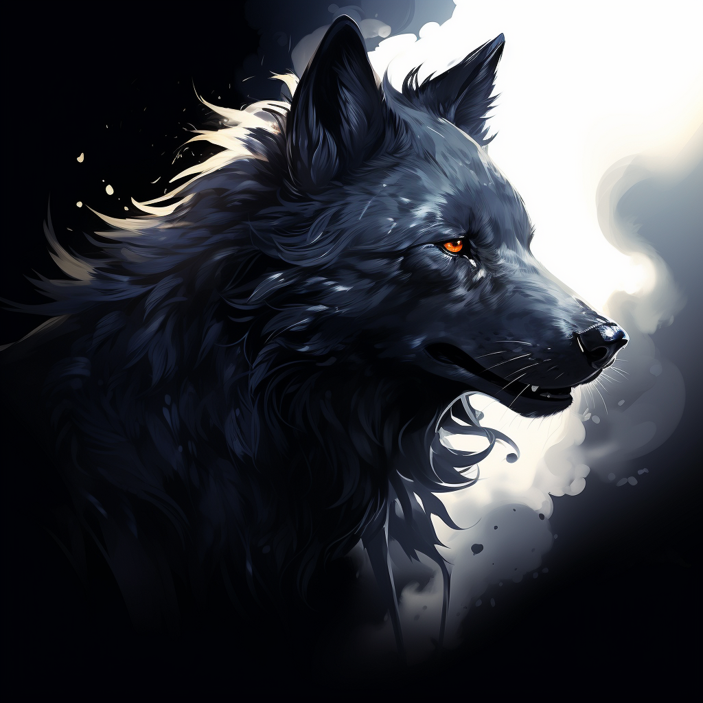 Black Japanese Wolf Spirit