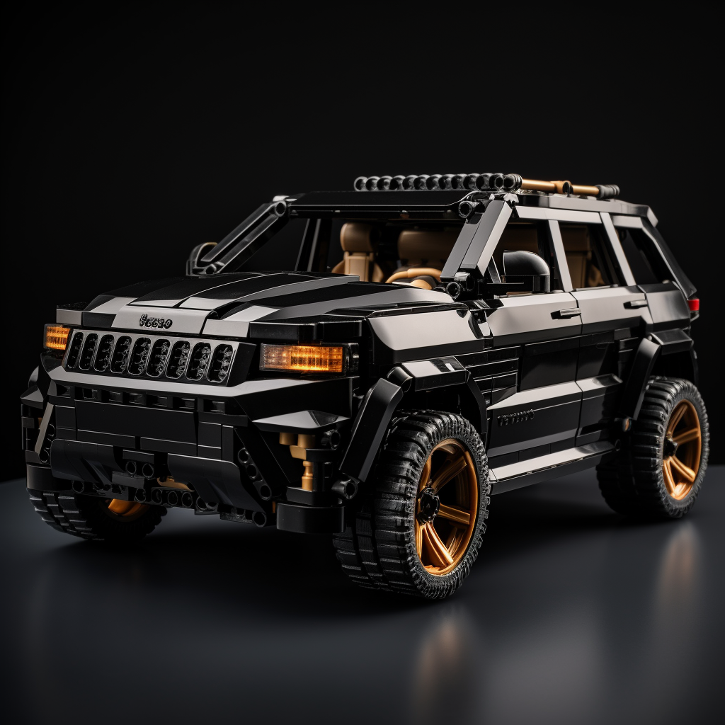 Realistic black Jeep Grand Cherokee Lego car