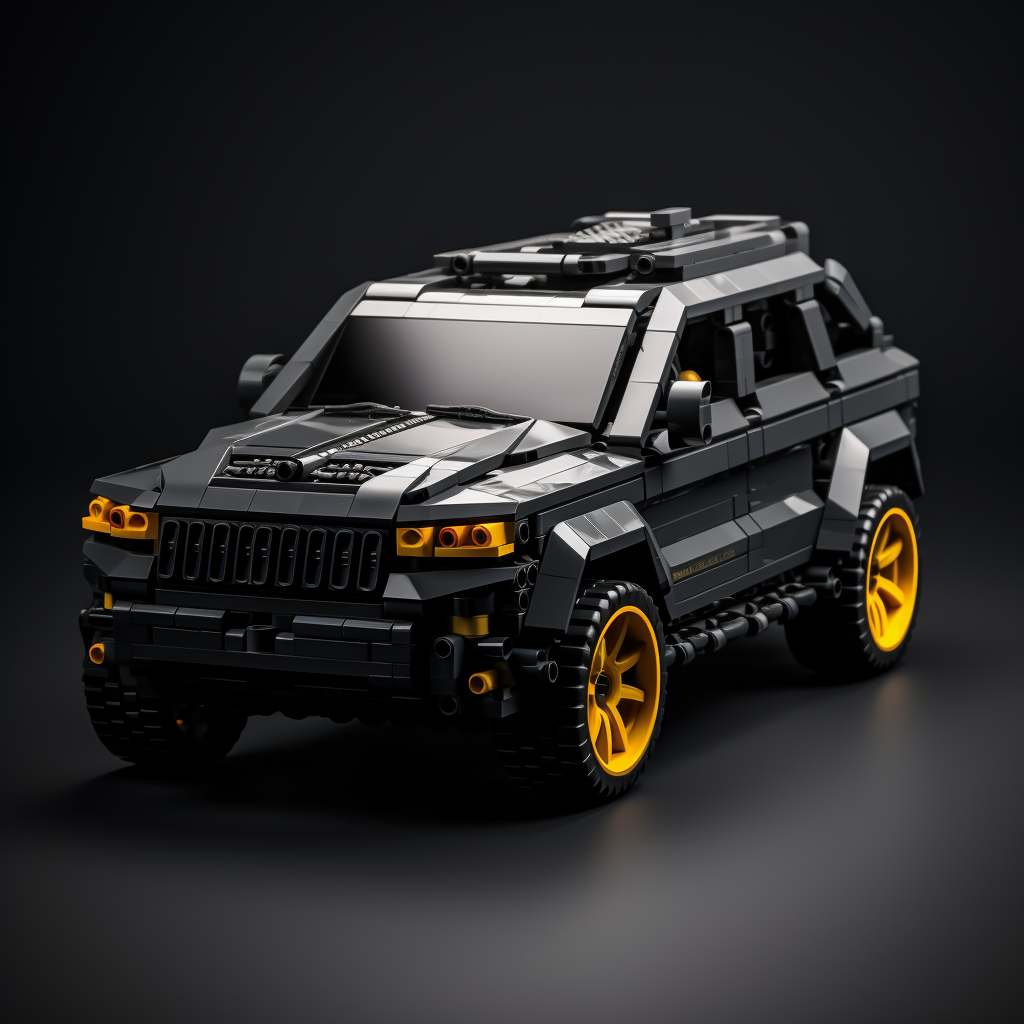 Realistic black Jeep with yellow Hellcat decal