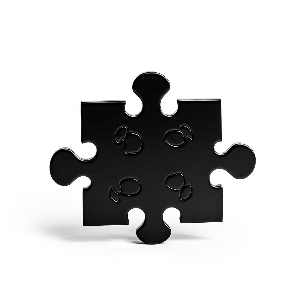 Black jigsaw puzzle piece on white background