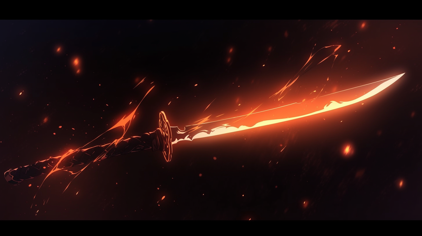 Black Katana with Orange Plasma Energy