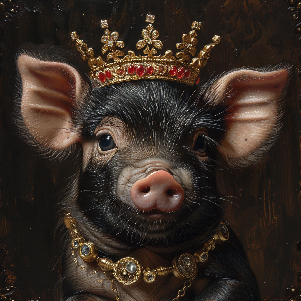 Cute black king baby pig