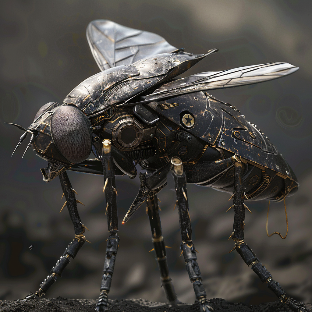 Detailed black knight fly insect