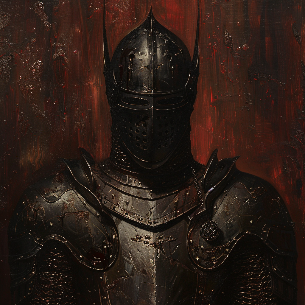 Dark knight in medieval armor