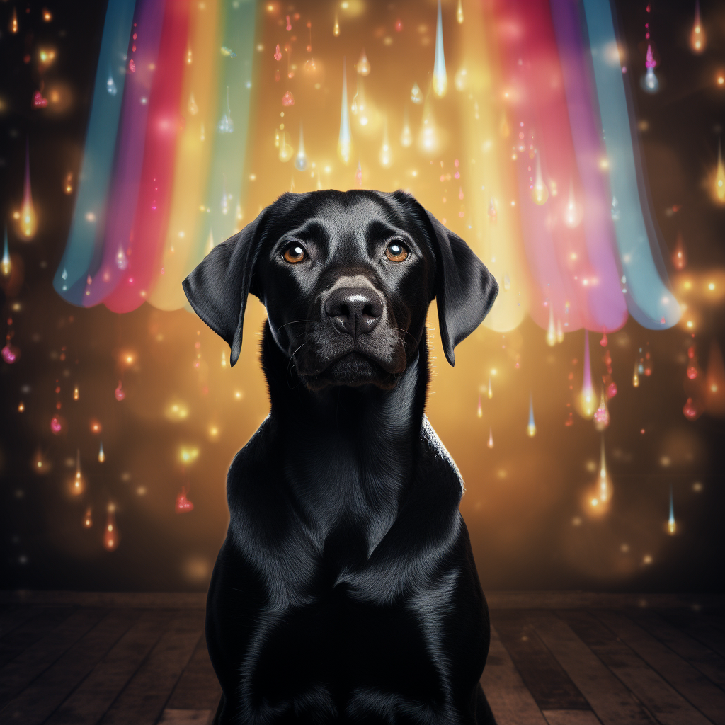 Adorable black labrador dog-unicorn hybrid