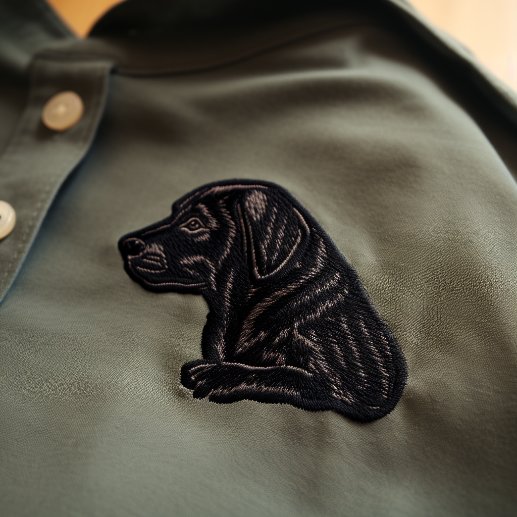 Minimal black Labrador Retriever logo for polo shirt