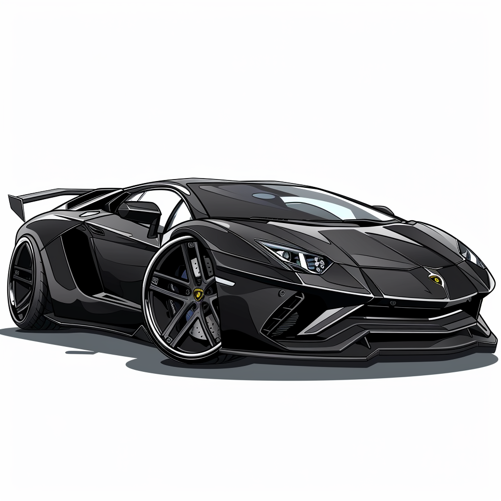 cartoon black Lamborghini white background